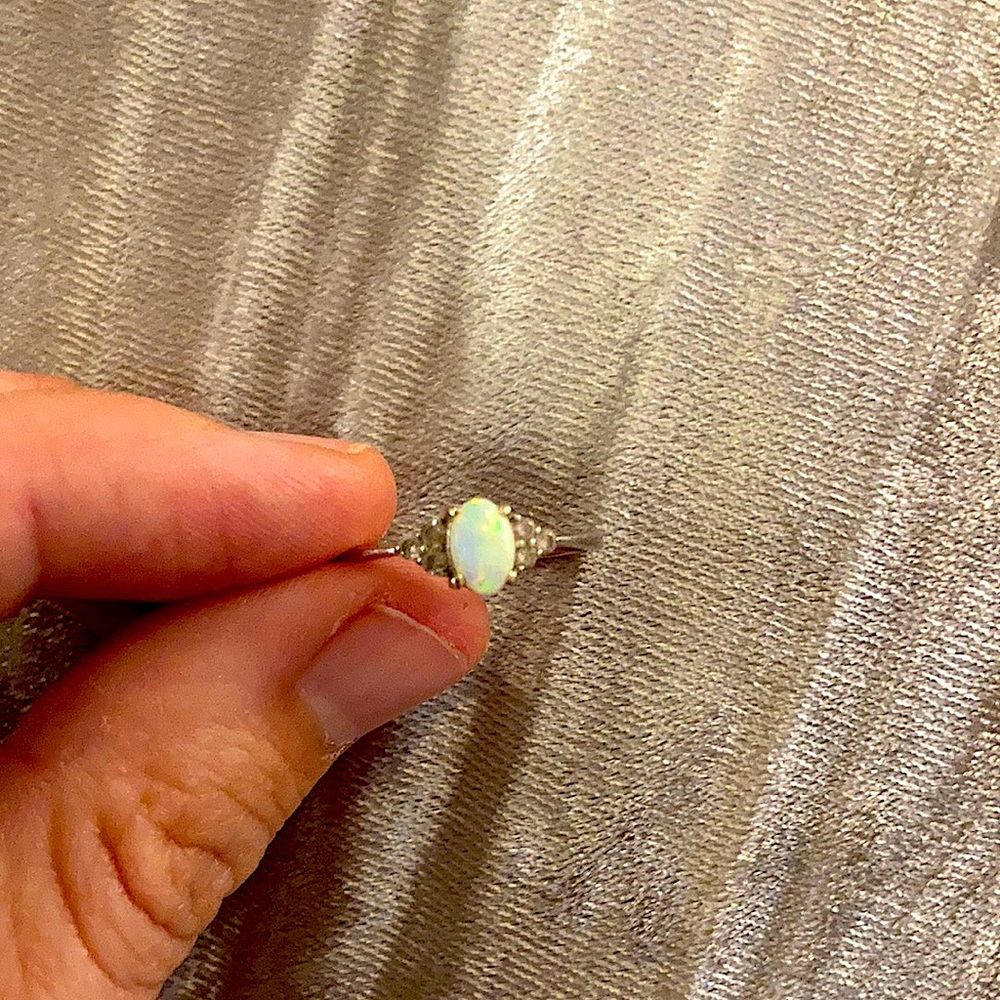 Opal diamond ring